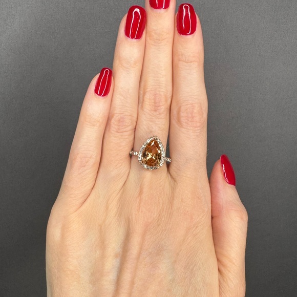 MORGANITE TEARDROP COCKTAIL RING IN ROSE GOLD | Size 7 - Picture 3 of 7